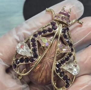 Vintage 🪲 bug brooch/rhinestone and enamel no returns